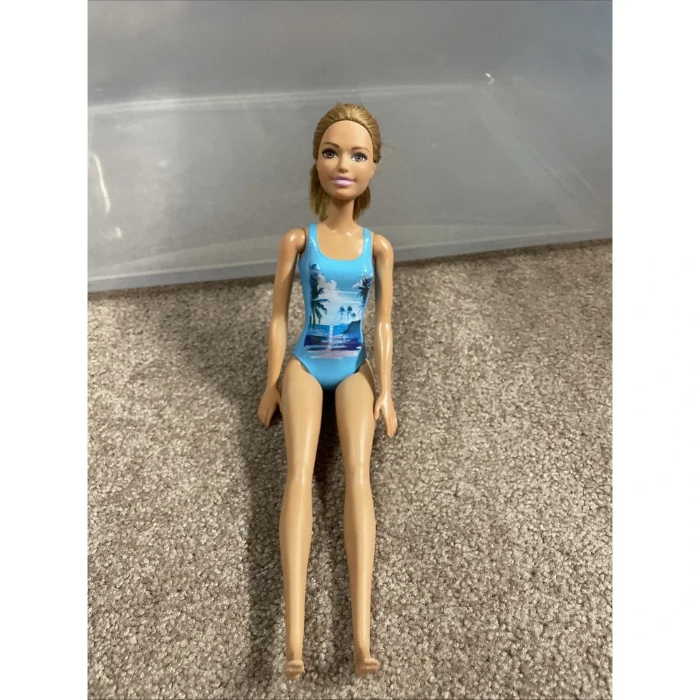 Mattel 2015 Barbie‎ Blue Vacation Sunset Swimsuit Doll Brown Eyes